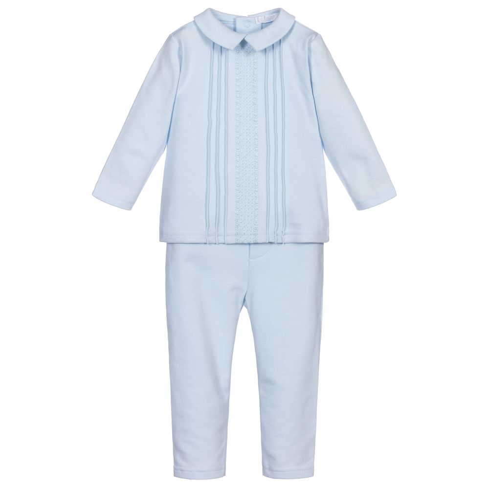 Sofija - Blaues Baumwoll-Outfit (2-teilig) | Childrensalon
