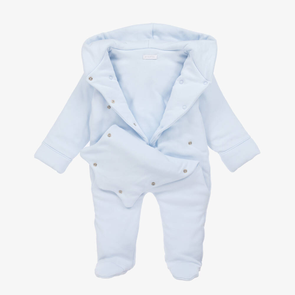 Sofija-Baby Boys Blue Cotton Pramsuit | Childrensalon Outlet