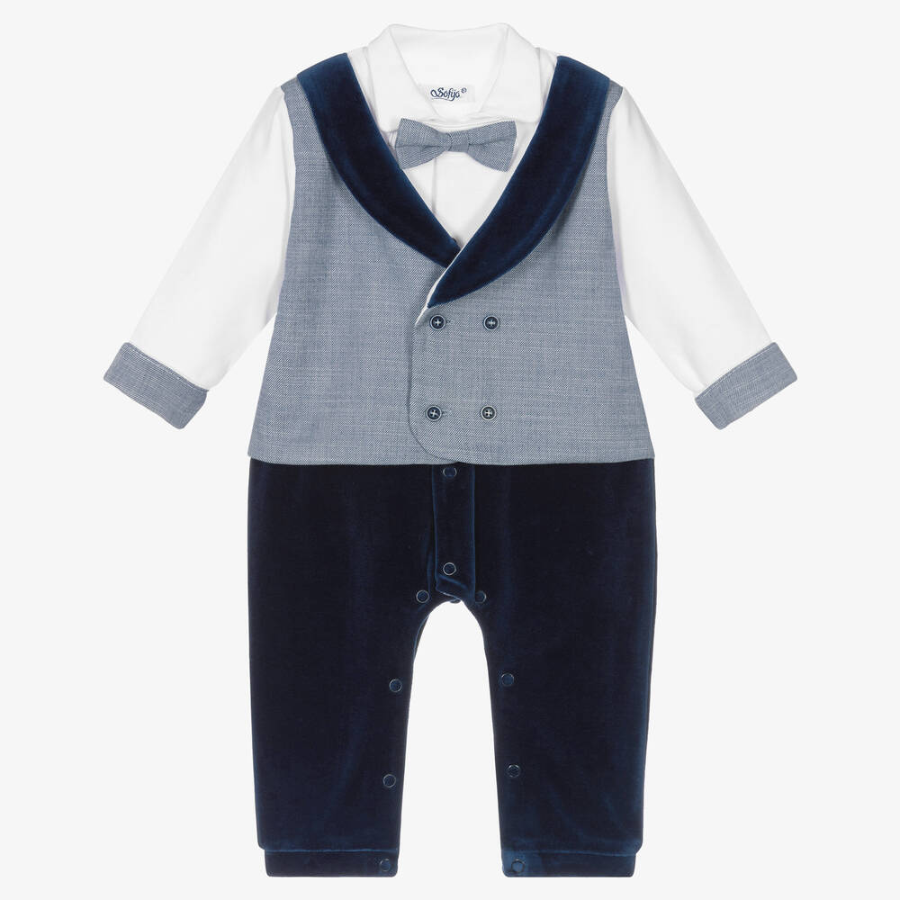 Sofija - Blauer Overall im Anzug-Stil (Baby J) | Childrensalon