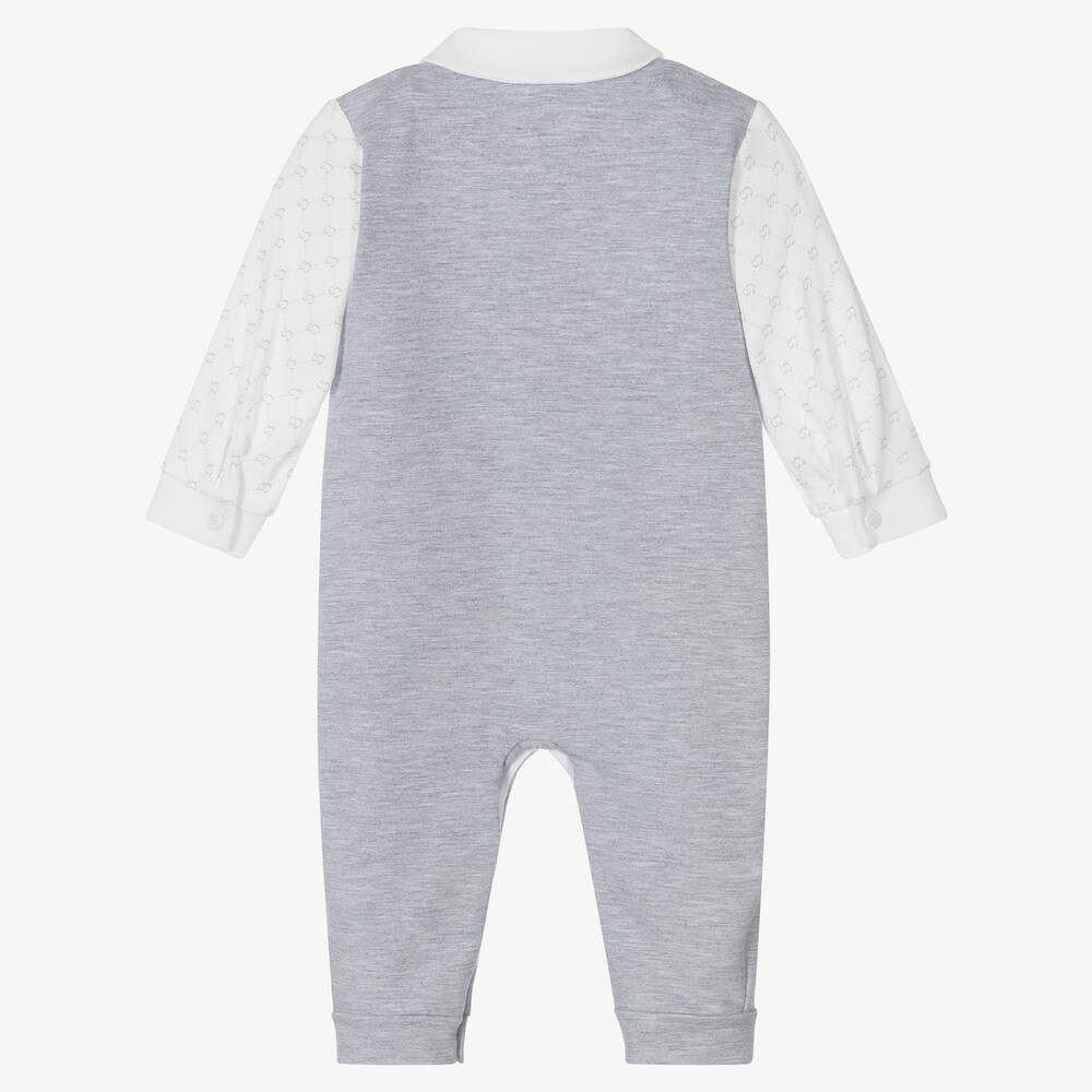 Sofija-Baby Boys Grey Suit Romper | Childrensalon Outlet
