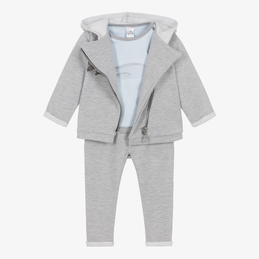 Sofija-Baby Boys Grey Whale Ensemble | Childrensalon Outlet