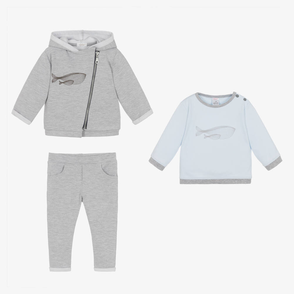 Sofija-Baby Boys Grey Whale Ensemble | Childrensalon Outlet