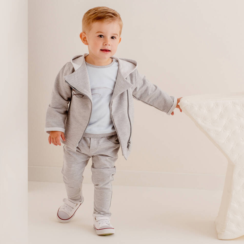 Sofija-Baby Boys Grey Whale Ensemble | Childrensalon Outlet