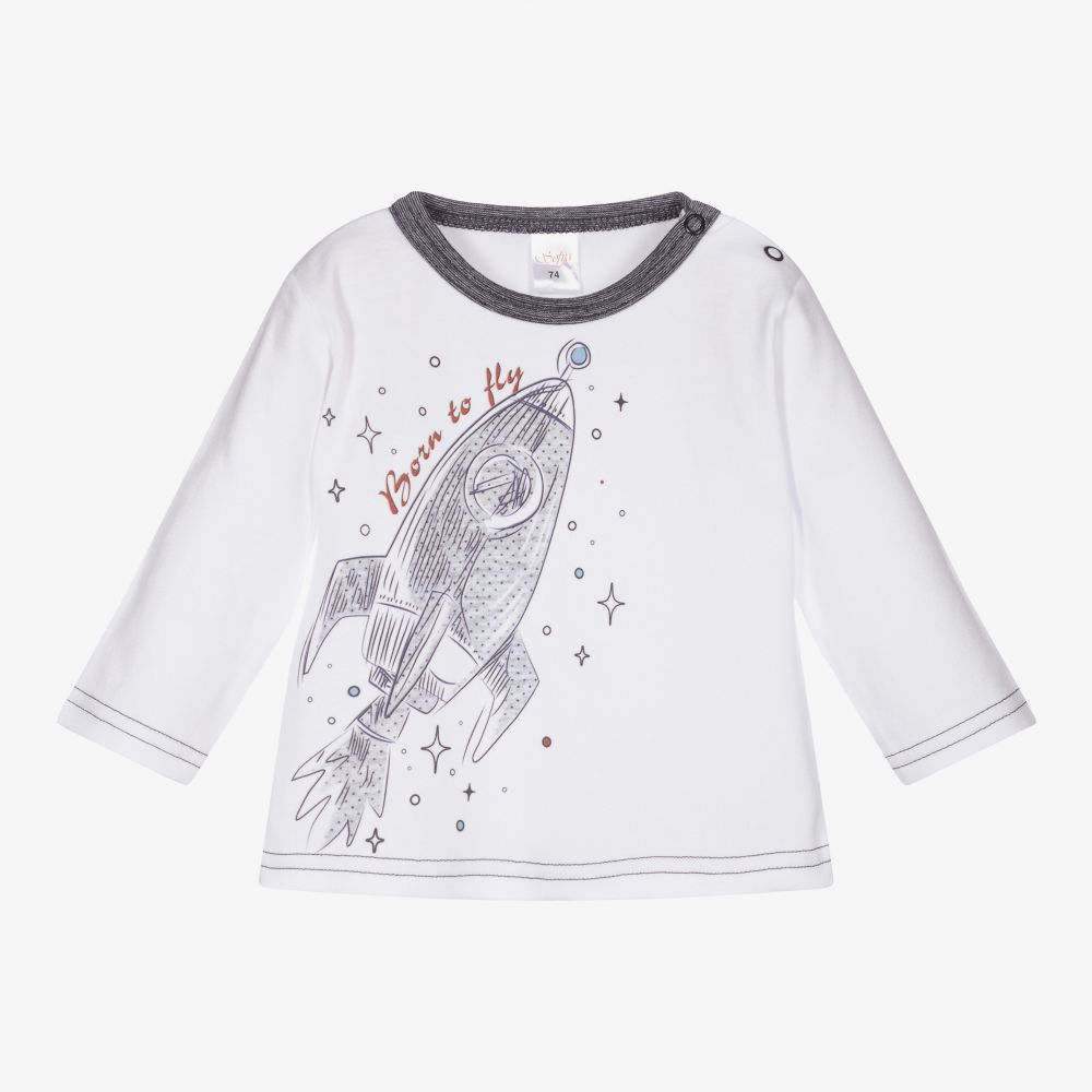 Sofija - Baby Boys White Cotton Top | Childrensalon