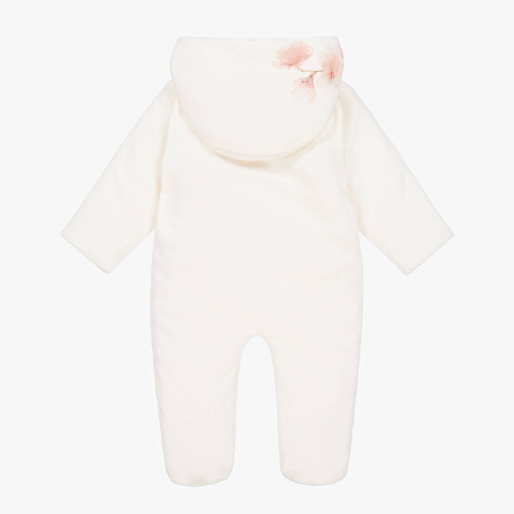 Sofija-Baby Girls Ivory Cotton Floral Pramsuit | Childrensalon Outlet