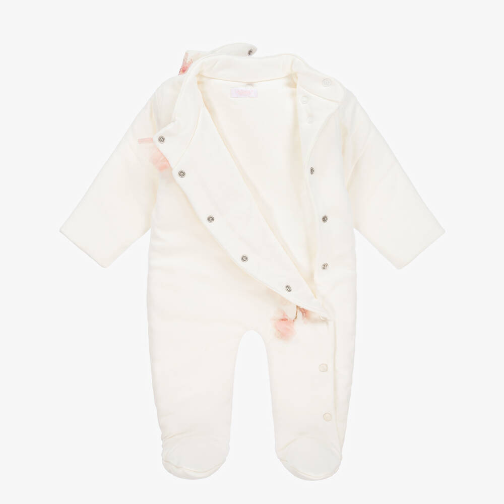 Sofija-Baby Girls Ivory Cotton Floral Pramsuit | Childrensalon Outlet