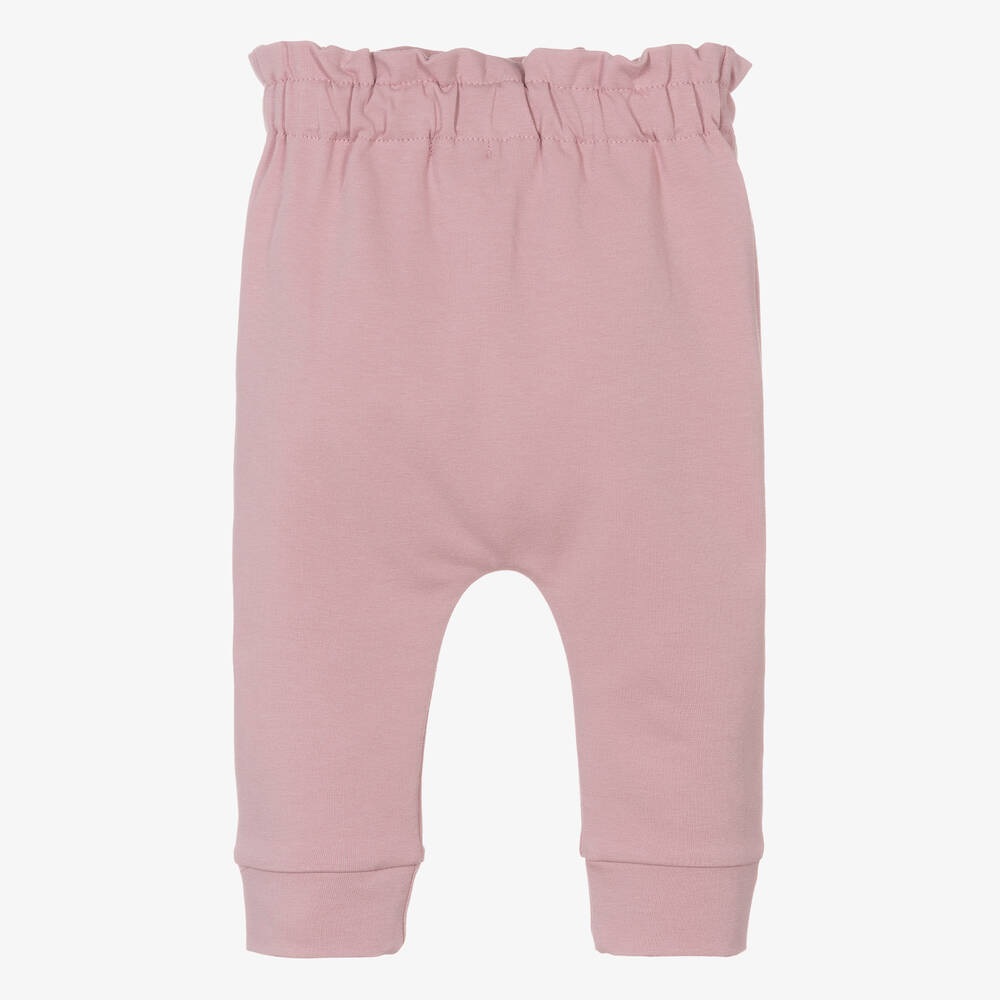 Sofija-Baby Girls Pink Cotton Bow Trousers | Childrensalon Outlet
