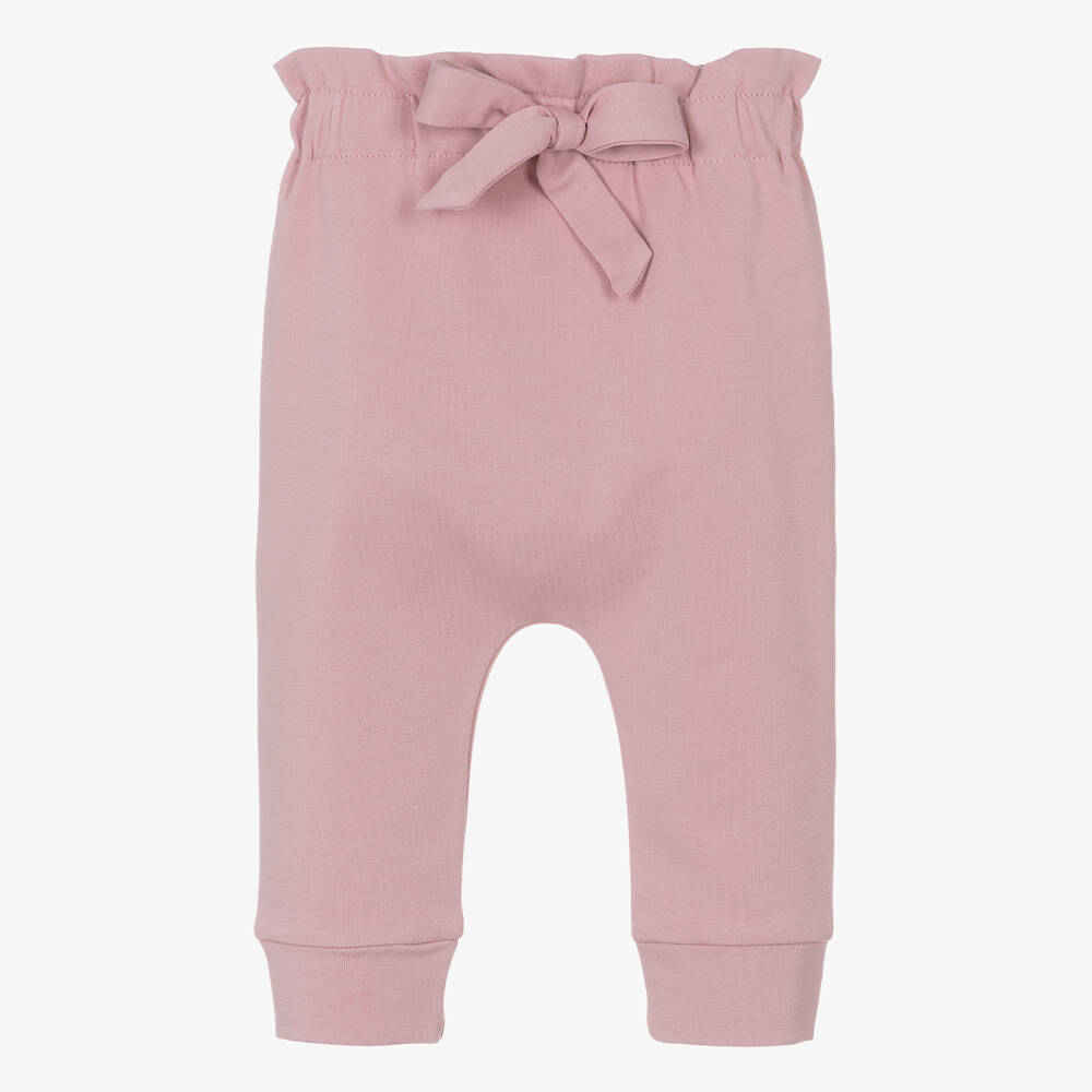 Sofija-Розовые хлопковые брюки с бантом | Childrensalon Outlet