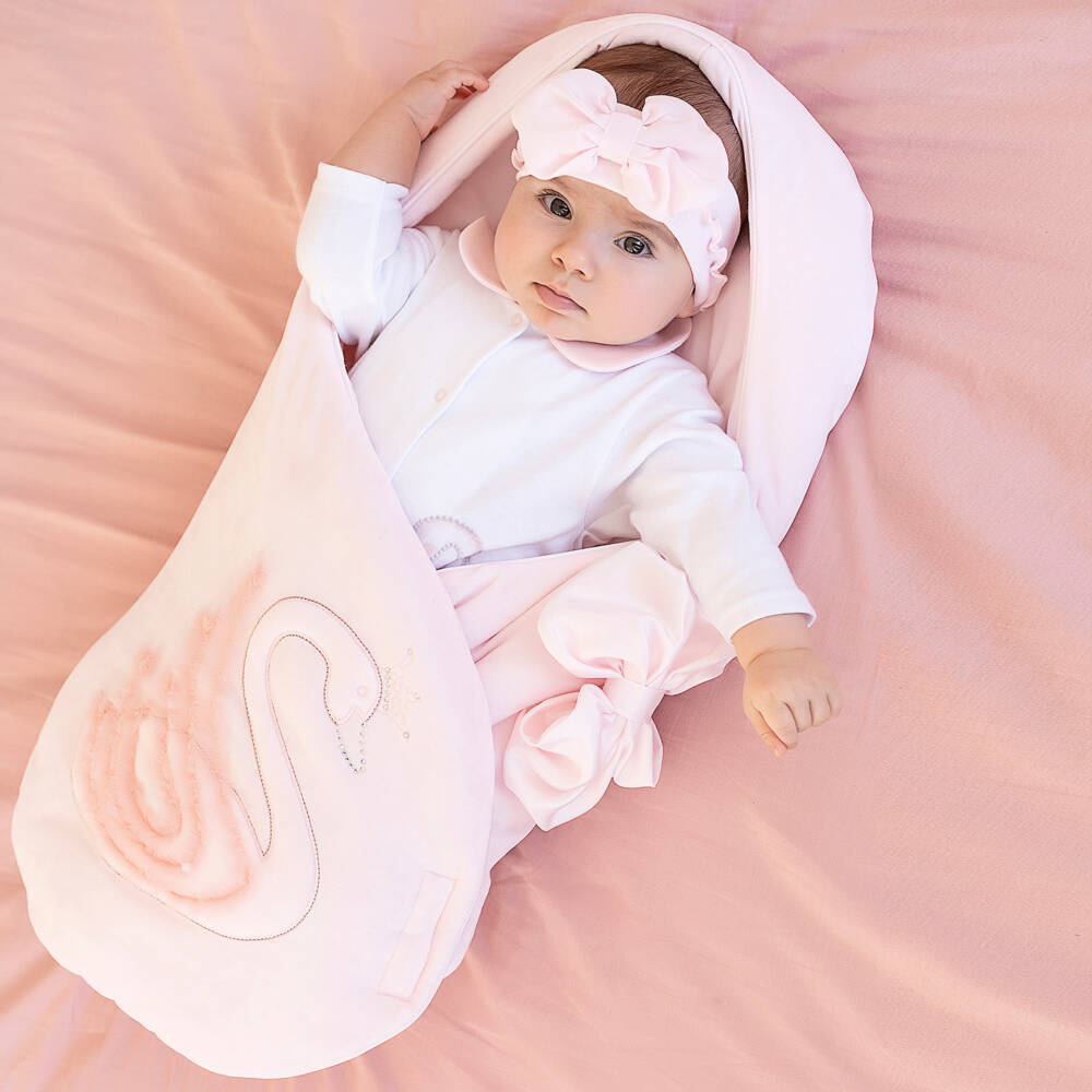 Sofija-Baby Girls Pink Velour Nest (69cm) | Childrensalon Outlet