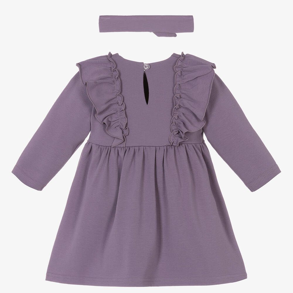 Sofija-Фиолетовое платье и повязка на голову из хлопка | Childrensalon Outlet