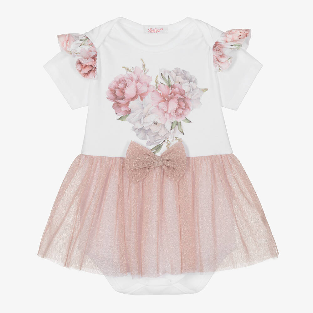 Sofija-Бело-розовое платье для малышек | Childrensalon Outlet