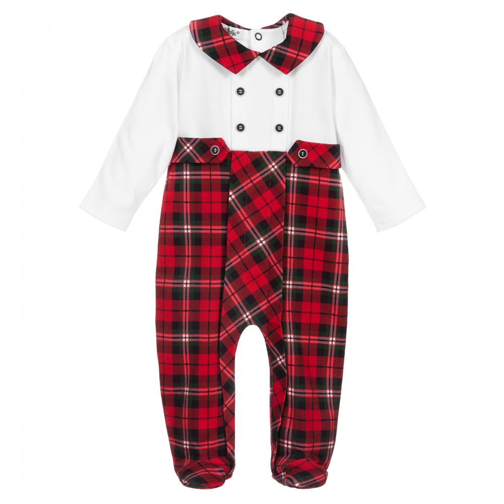 Sofija - Baby Tartan Cotton Babygrow | Childrensalon