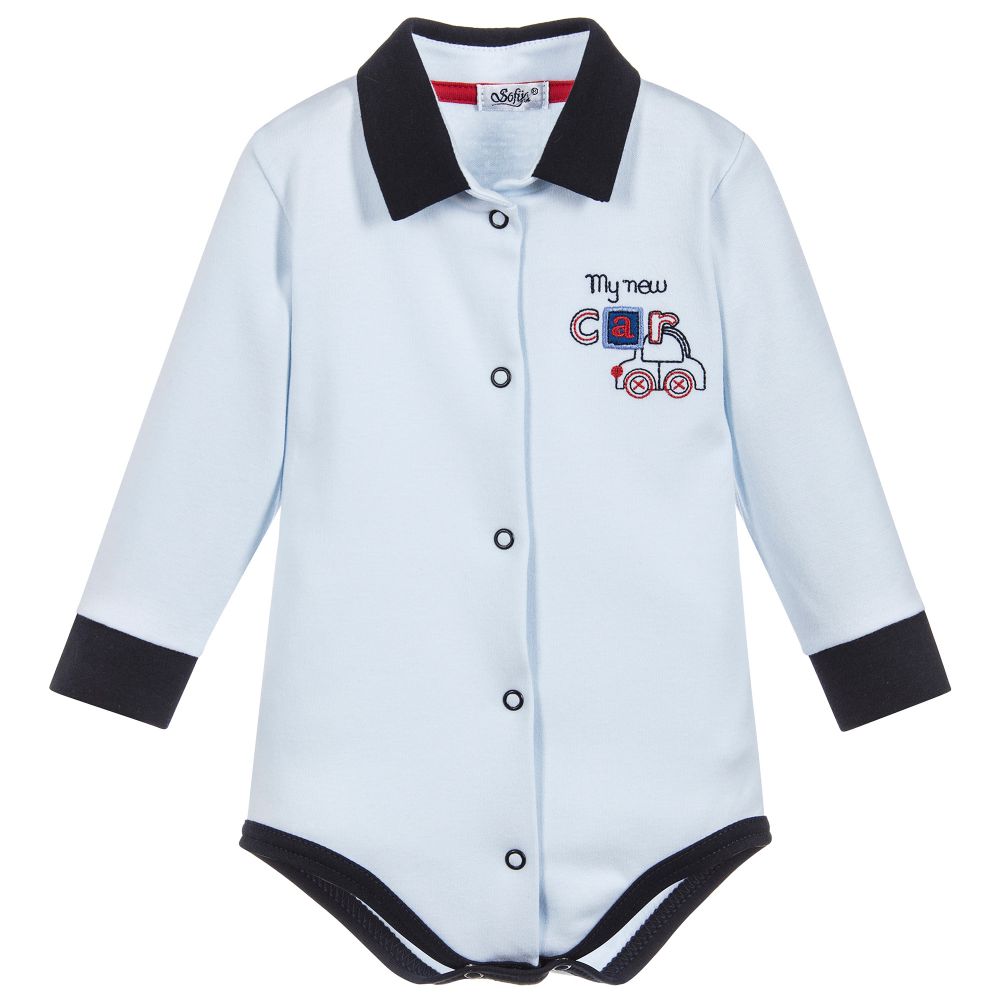 Sofija-Blue Cotton Bodysuit | Childrensalon Outlet