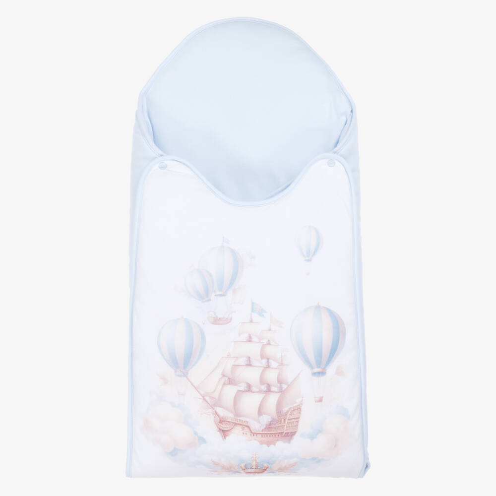Sofija-Boys Blue Balloon Print Cotton Nest (67cm) | Childrensalon Outlet