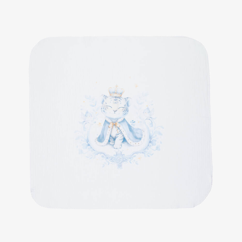 Sofija-Boys Blue & White Tiger Print Muslin Cloths (2 Pack) | Childrensalon Outlet
