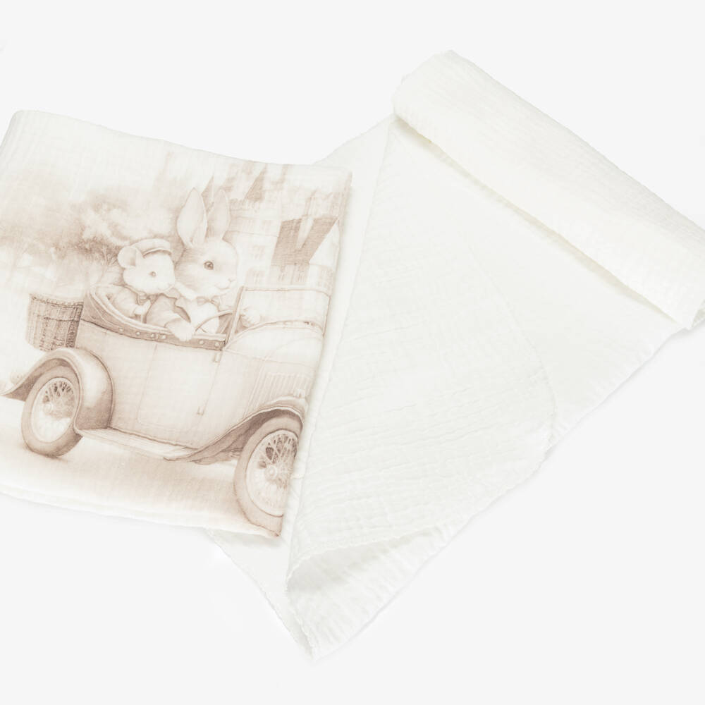Sofija-Boys Ivory & Bunny Print Cotton Muslins (2 Pack) | Childrensalon Outlet
