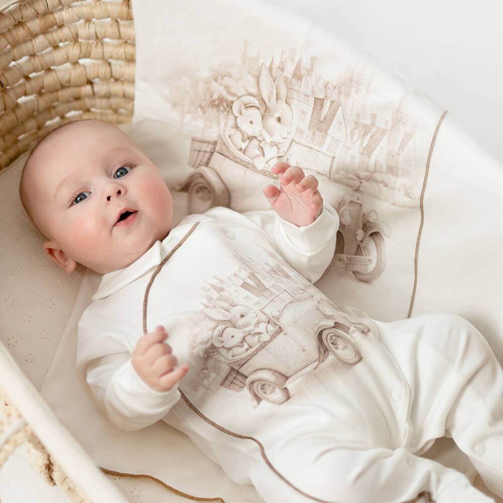 Sofija-Boys Ivory & Bunny Print Cotton Muslins (2 Pack) | Childrensalon Outlet