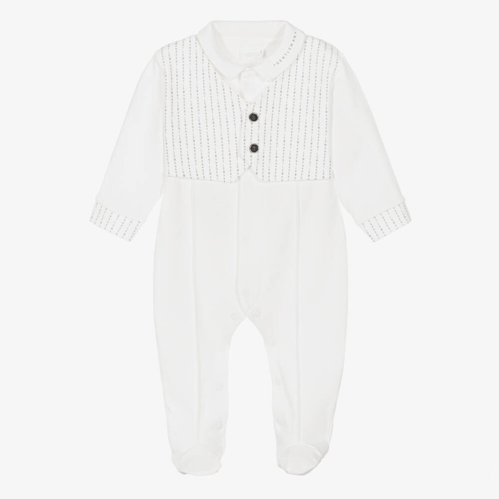 Sofija-Boys Ivory Cotton Babysuit | Childrensalon Outlet