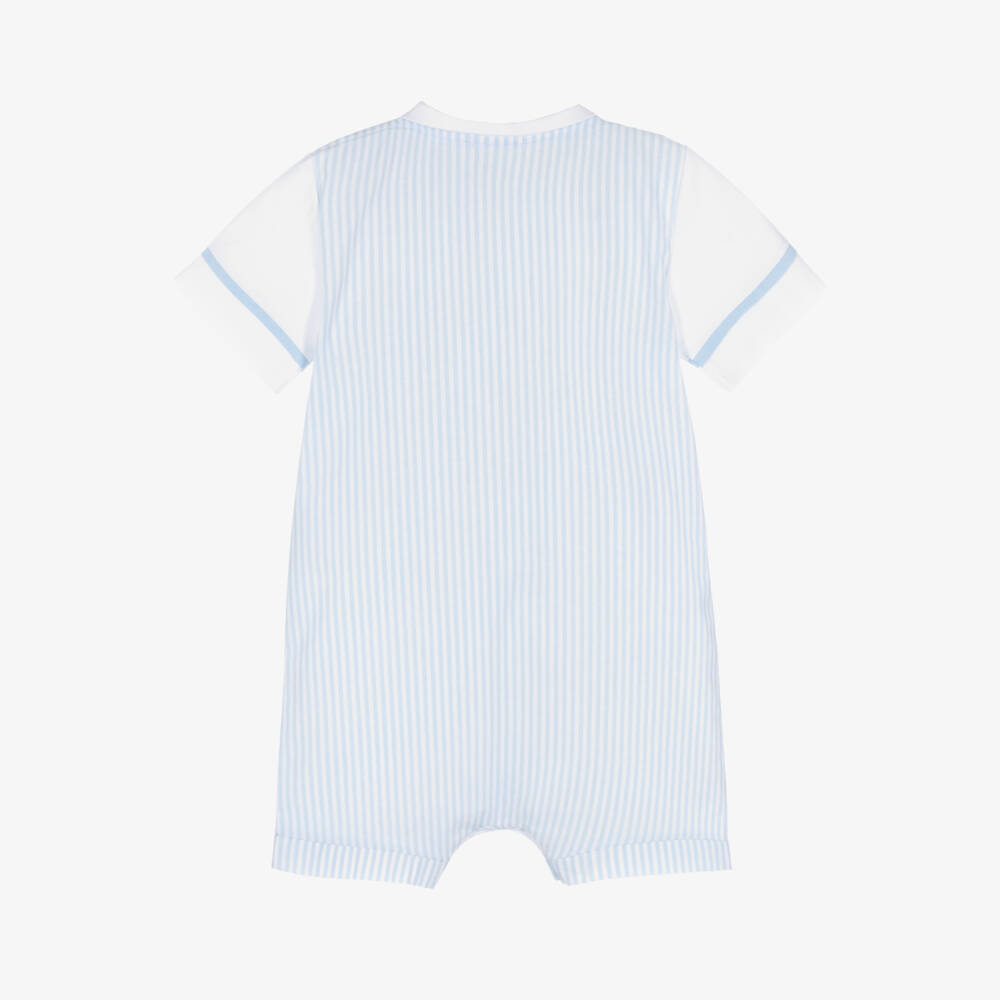 Sofija-Boys Soft Blue Striped Romper | Childrensalon Outlet