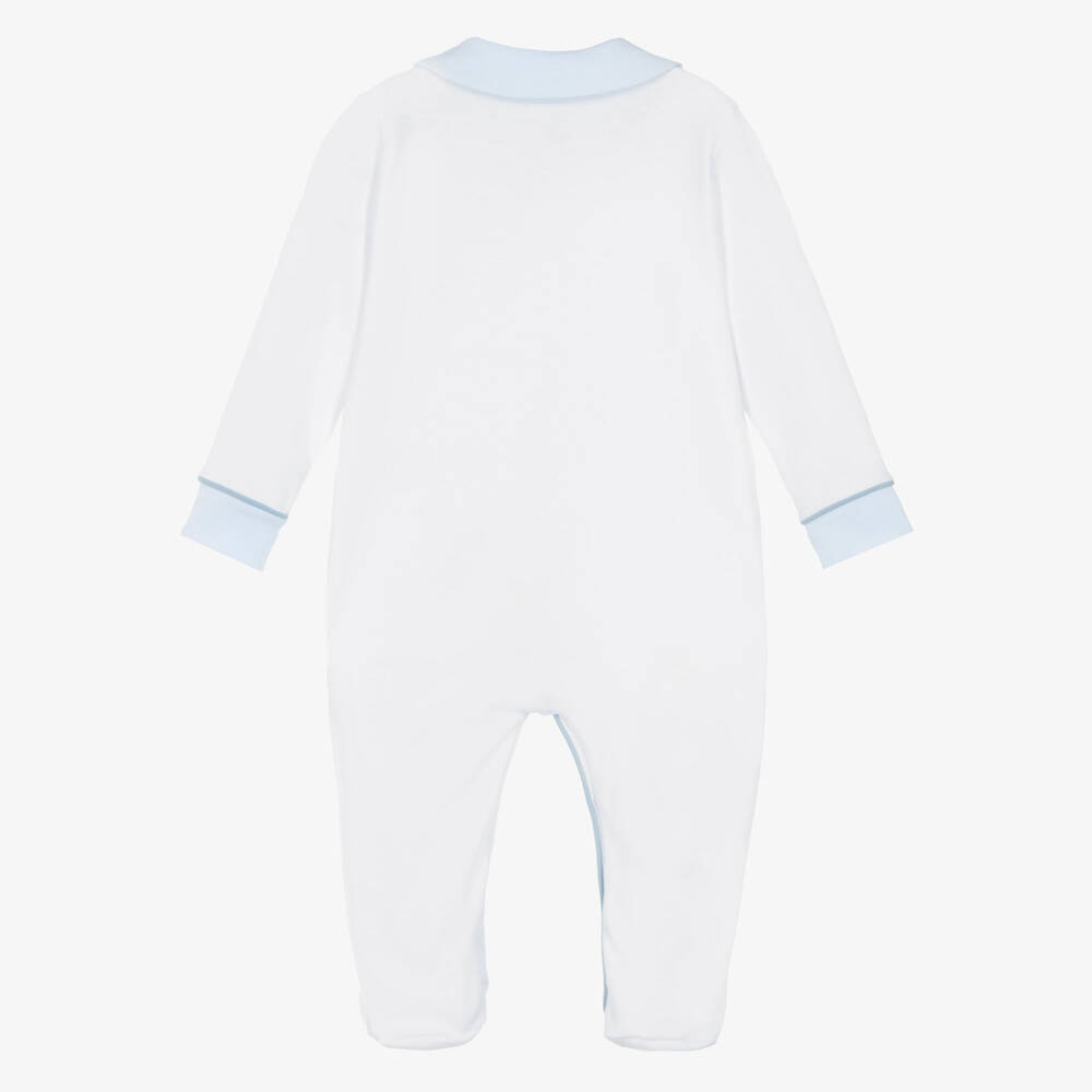 Sofija-Boys White Cotton Tiger Print Babygrow | Childrensalon Outlet