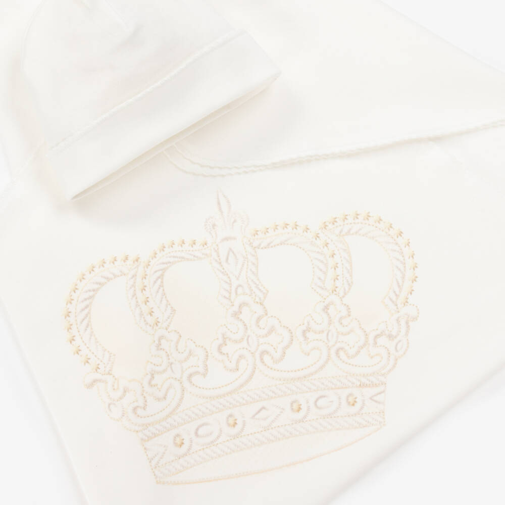 Sofija-Cotton Ivory Blanket and Hat Set | Childrensalon Outlet