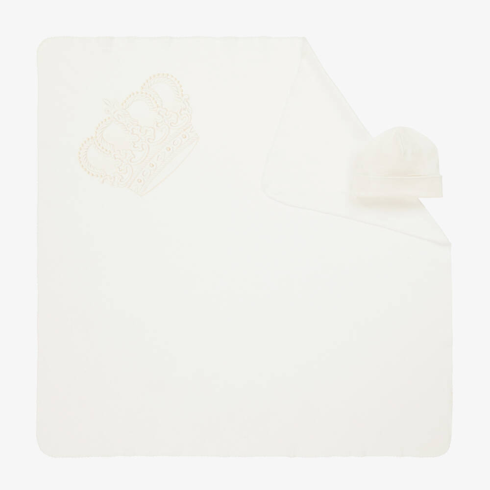 Sofija-Cotton Ivory Blanket and Hat Set | Childrensalon Outlet