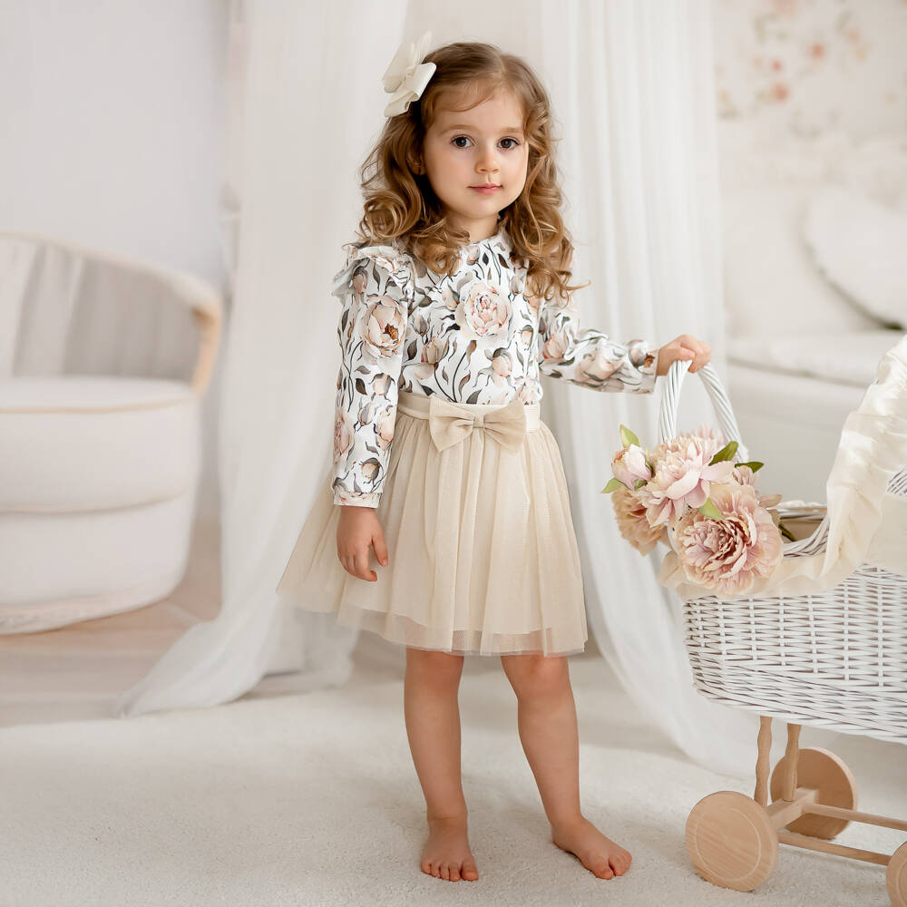 Sofija-Girls Elegant Gold Tulle Ensemble | Childrensalon Outlet