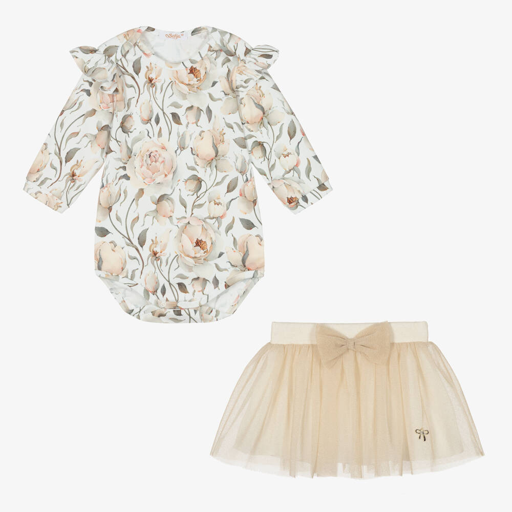 Sofija-Girls Elegant Gold Tulle Ensemble | Childrensalon Outlet