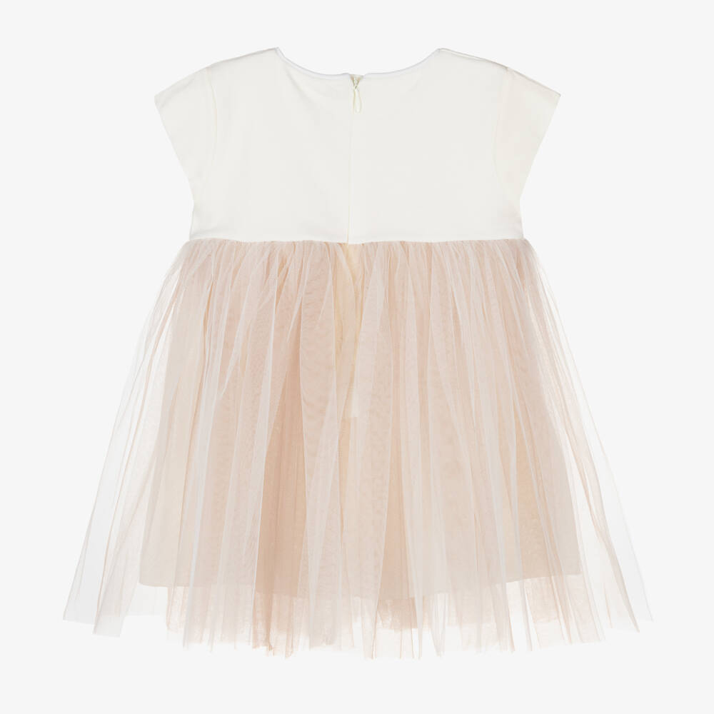 Sofija-Girls Ivory and Beige Tulle Dress | Childrensalon Outlet
