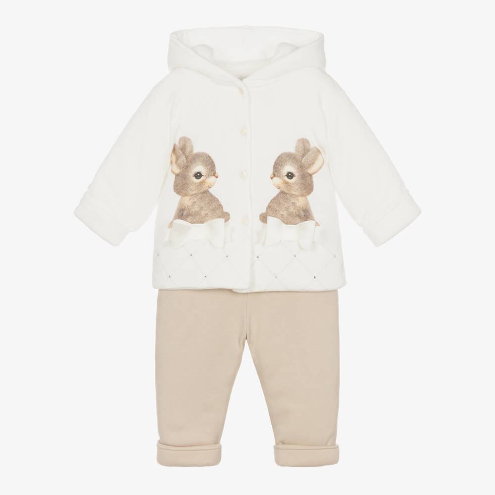 Sofija-طقم عربة عاجي للبنات مع أرنب | Childrensalon Outlet