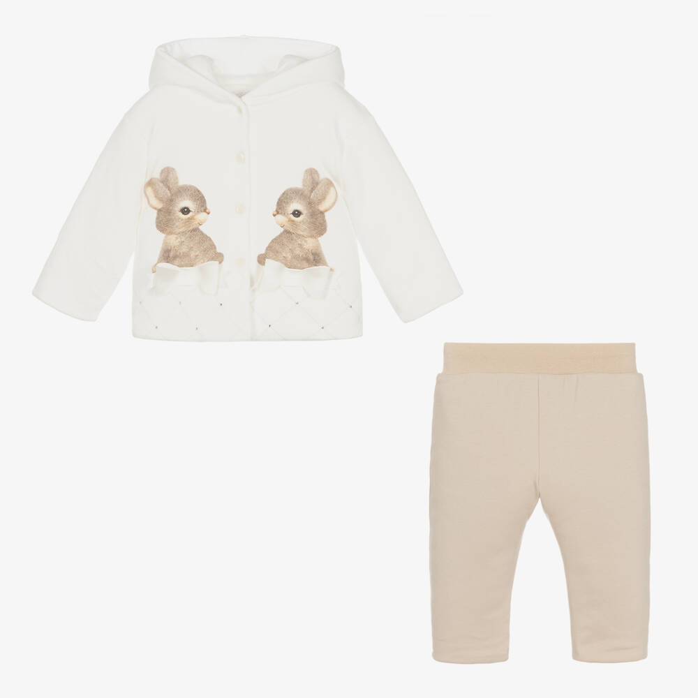 Sofija-Girls Ivory Bunny Pram Attire Set | Childrensalon Outlet