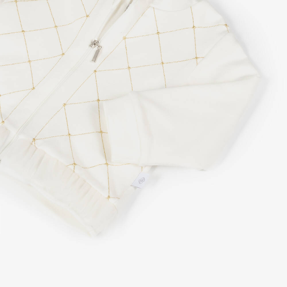 Sofija-Girls Ivory Cotton Tracksuit | Childrensalon Outlet