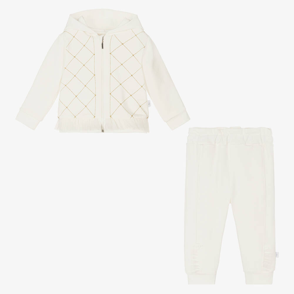 Sofija-Girls Ivory Cotton Tracksuit | Childrensalon Outlet