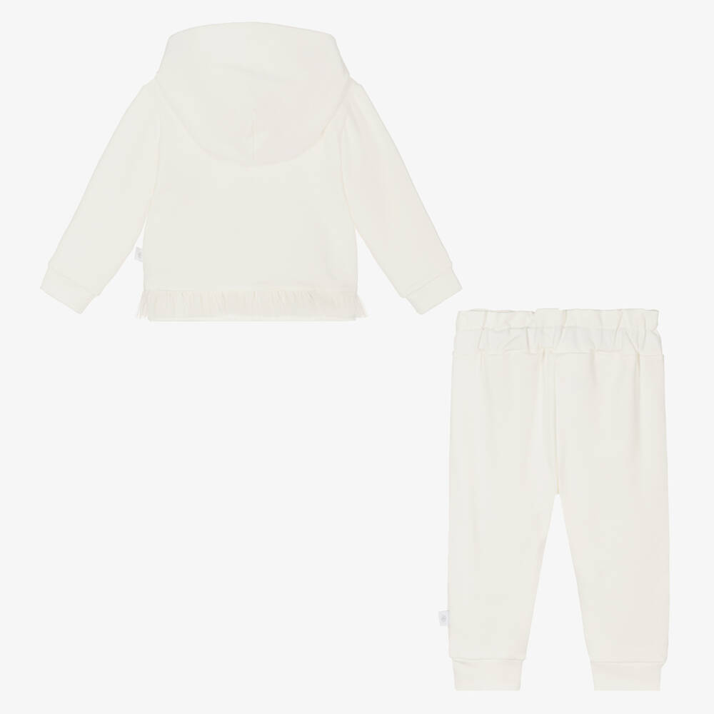 Sofija-Girls Ivory Cotton Tracksuit | Childrensalon Outlet