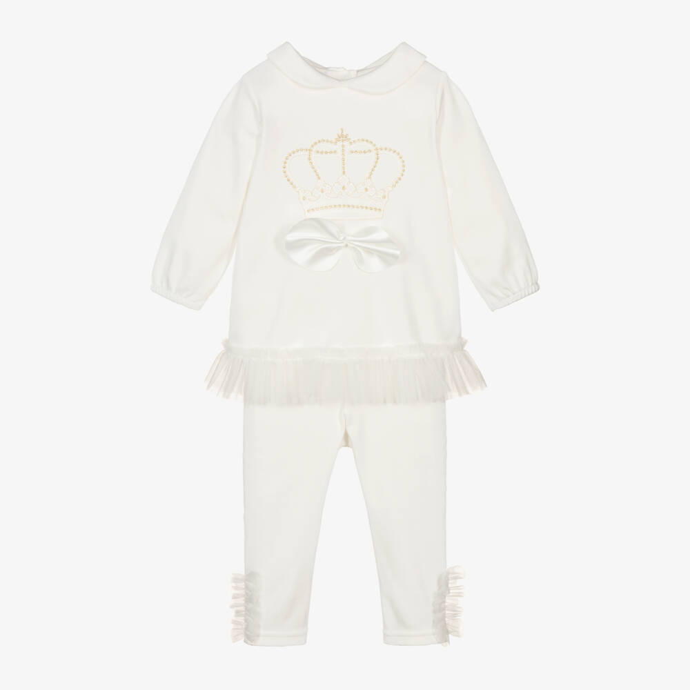 Sofija-Girls Ivory Cotton & Tulle Leggings Set | Childrensalon Outlet