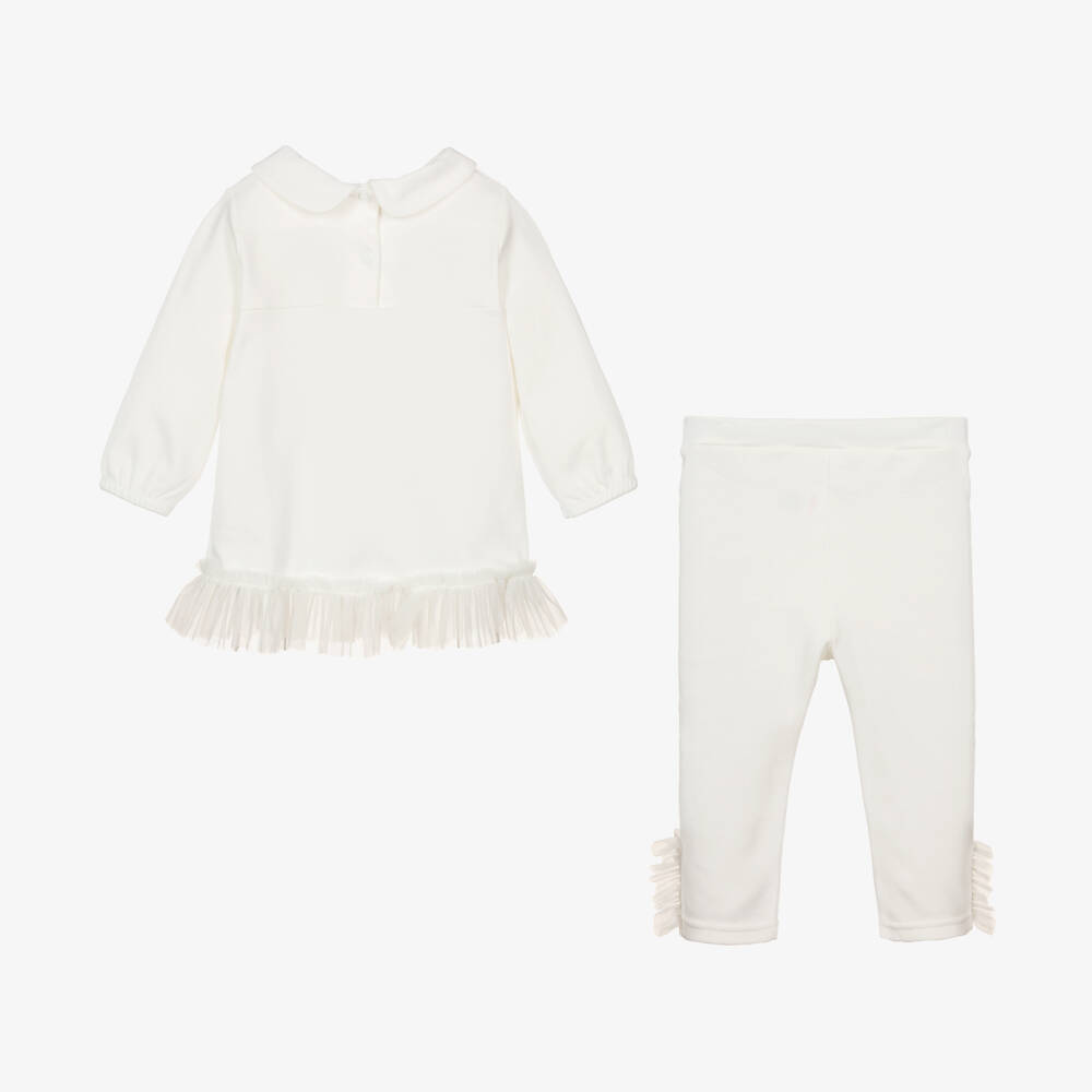 Sofija-Girls Ivory Cotton & Tulle Leggings Set | Childrensalon Outlet