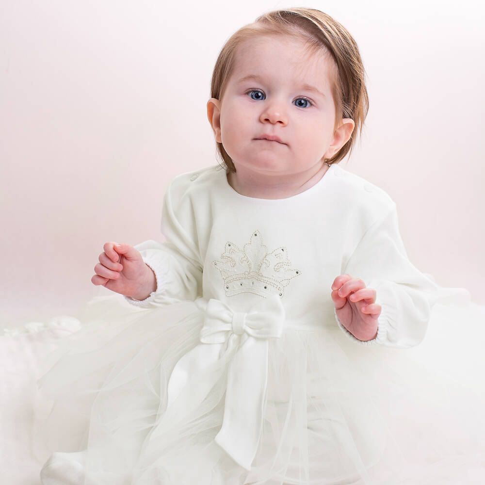 Sofija-Кремовый хлопковый боди с юбкой-пачкой для девочек | Childrensalon Outlet