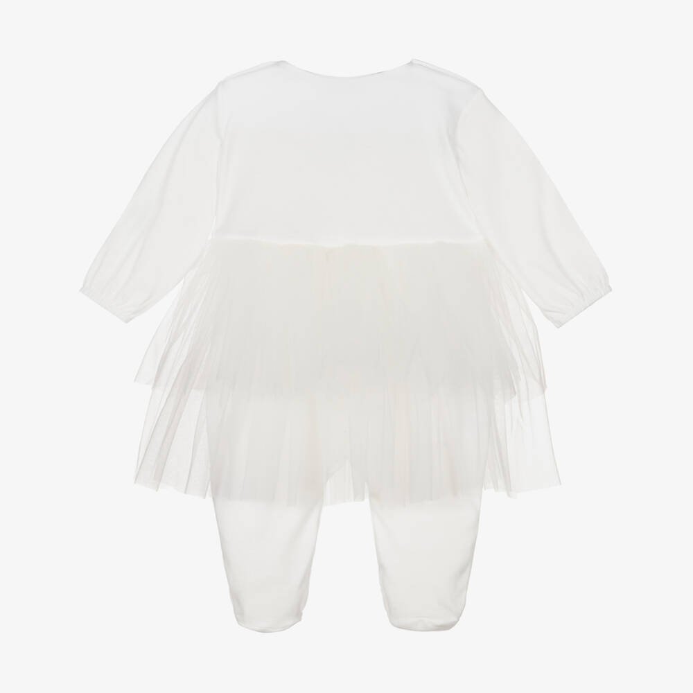 Sofija-Кремовый хлопковый боди с юбкой-пачкой для девочек | Childrensalon Outlet