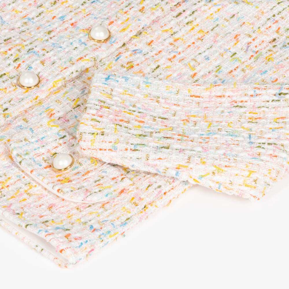 Sofija-Girls Ivory Cotton Tweed Shorts Suit | Childrensalon Outlet