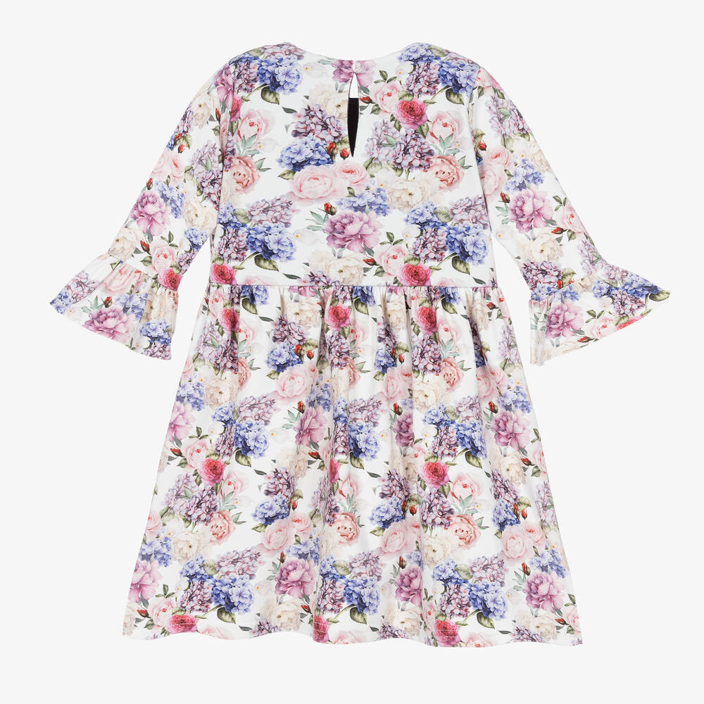 Sofija-Girls Ivory Floral Cotton Dress | Childrensalon Outlet