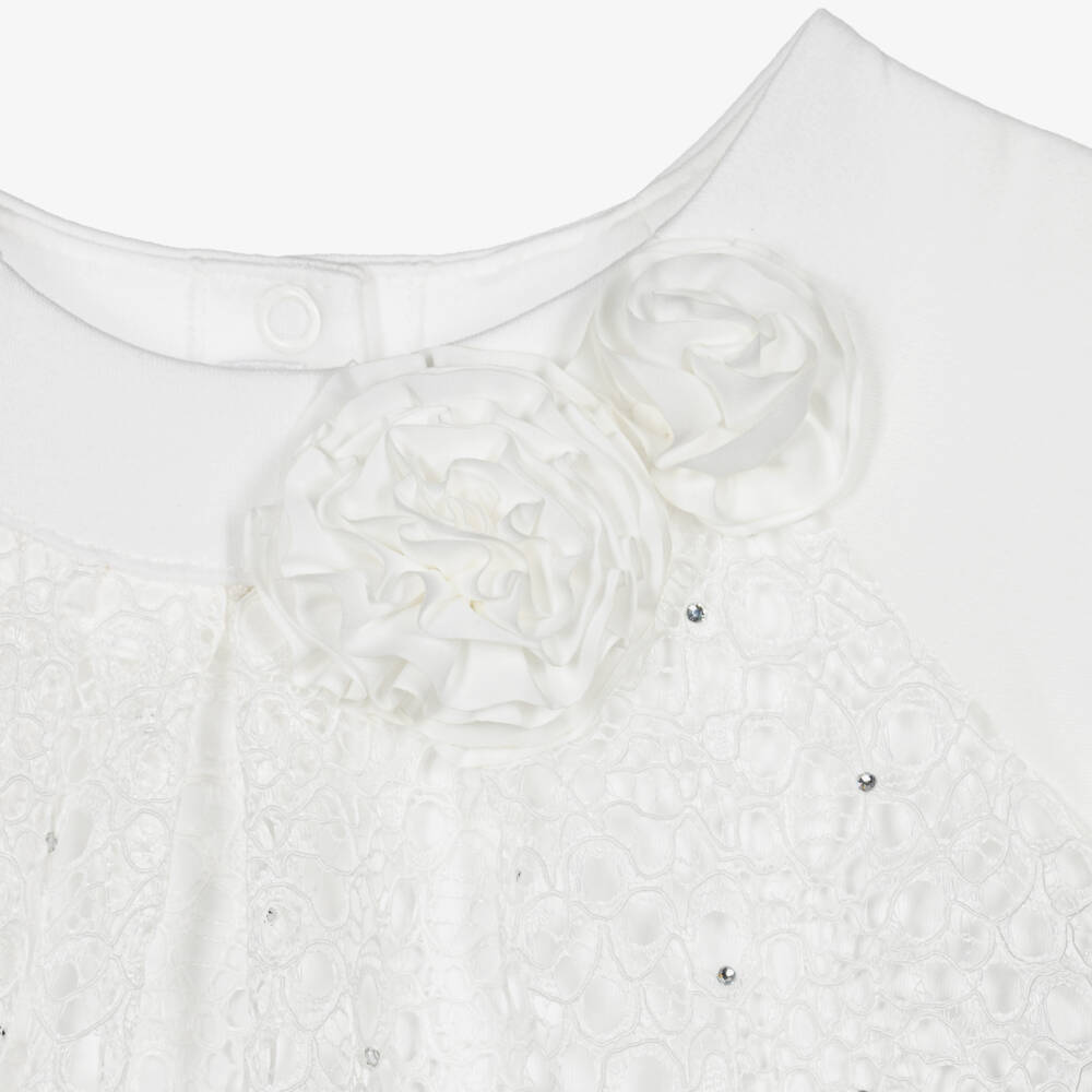 Sofija-فستان دانتيل عاجي للبنات مع قبعة | Childrensalon Outlet