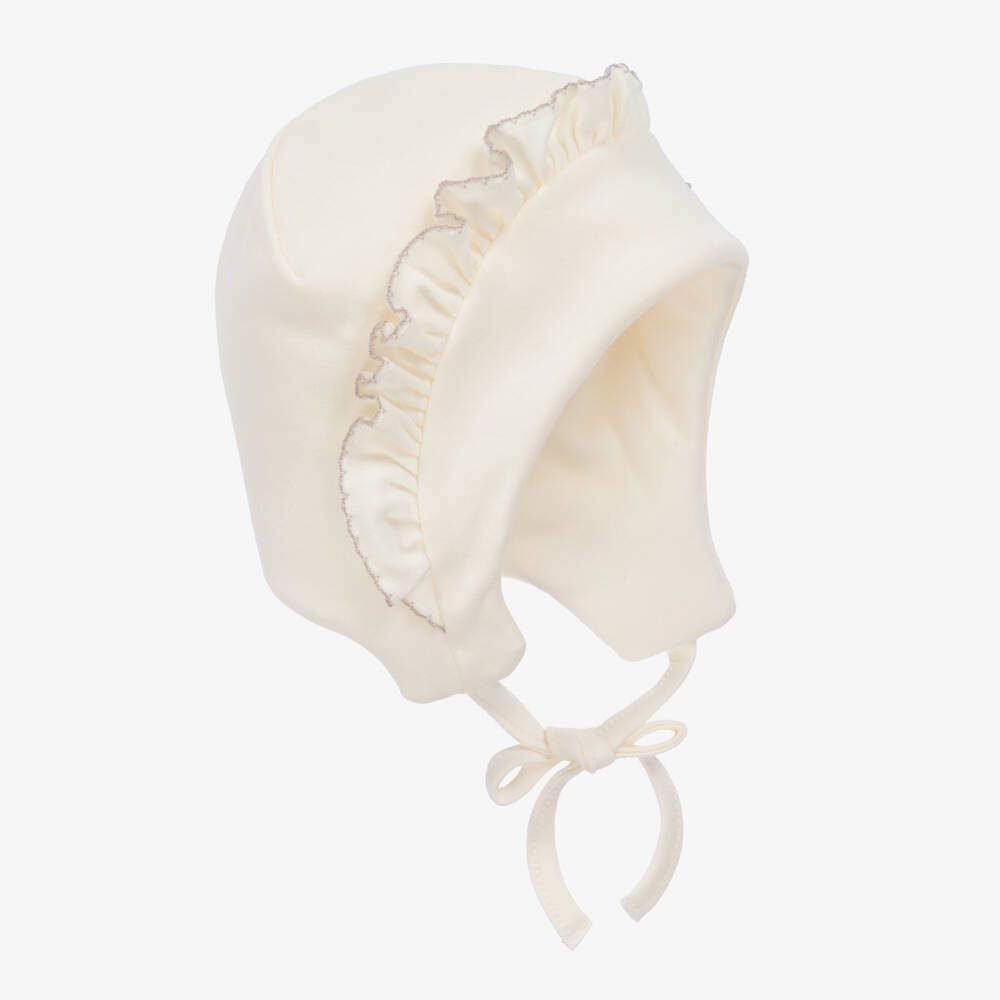 Sofija-Girls Ivory Rose Embroidered Bonnet | Childrensalon Outlet