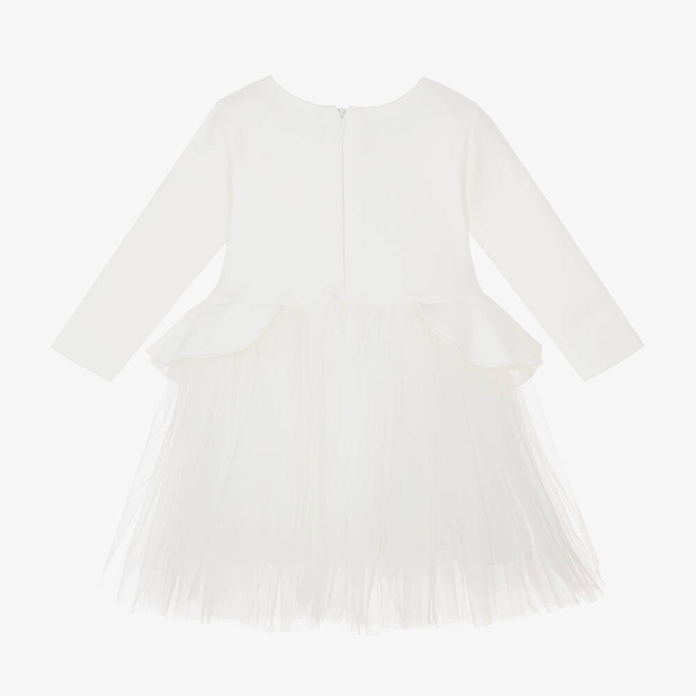 Sofija-Girls Ivory Tulle Cotton Dress | Childrensalon Outlet