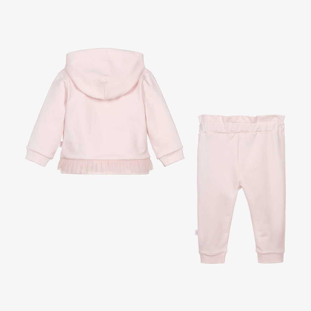 Sofija-Girls Light Pink Cotton Hooded Tracksuit | Childrensalon Outlet