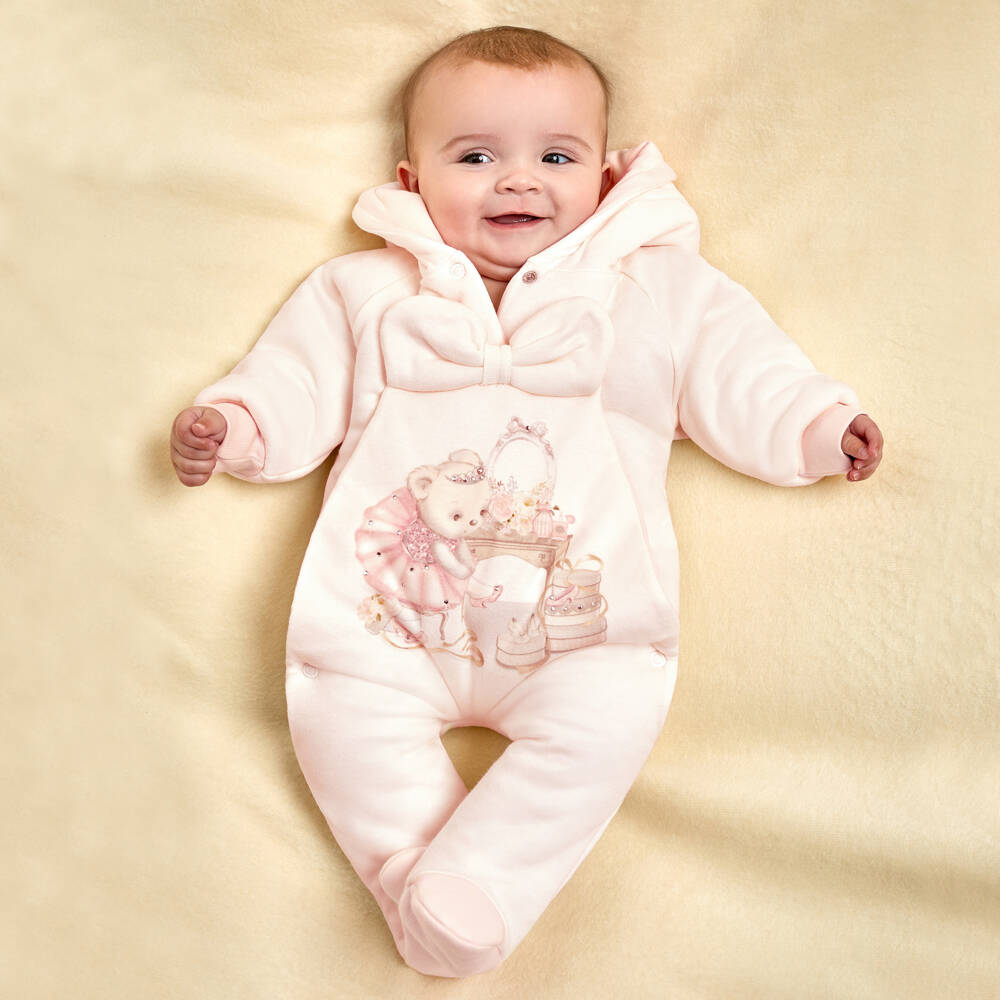 Sofija-بدلة عربة قطنية وردية فاتحة للبنات | Childrensalon Outlet