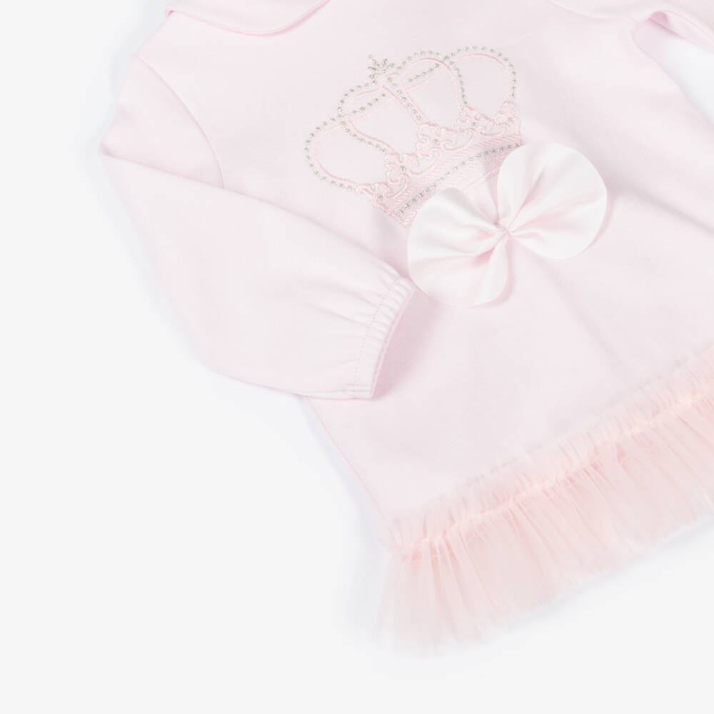 Sofija-Girls Pink Cotton Crown Leggings Set | Childrensalon Outlet