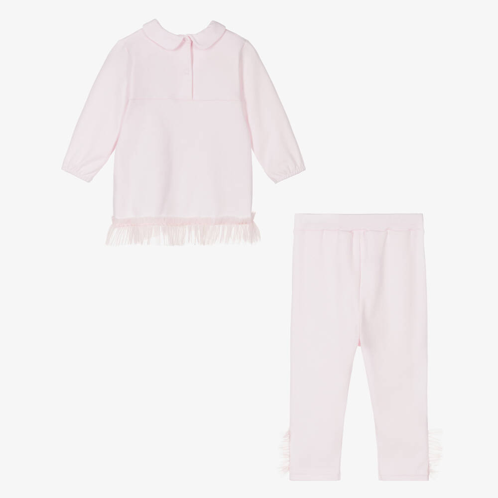 Sofija-Girls Pink Cotton Crown Leggings Set | Childrensalon Outlet