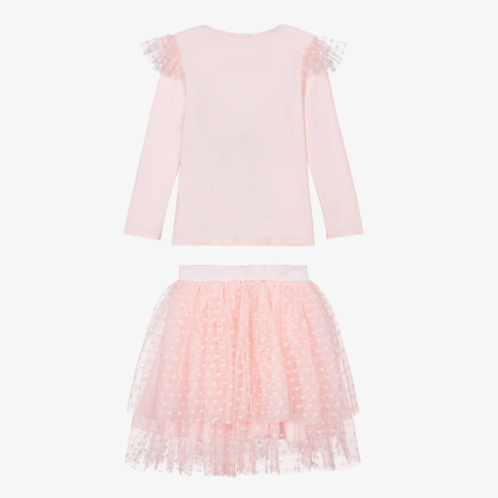 Sofija-Girls Pink Cotton & Tulle Skirt Set with Crown | Childrensalon Outlet