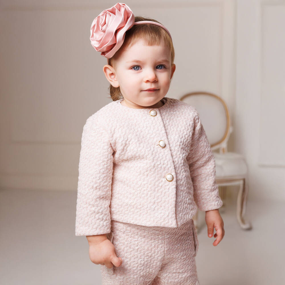 Sofija-Girls Pink Tweed Shorts Ensemble | Childrensalon Outlet