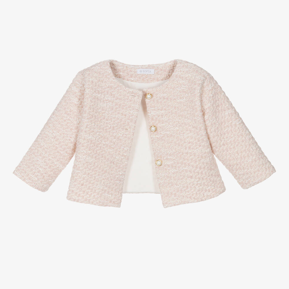 Sofija-Girls Pink Tweed Shorts Ensemble | Childrensalon Outlet